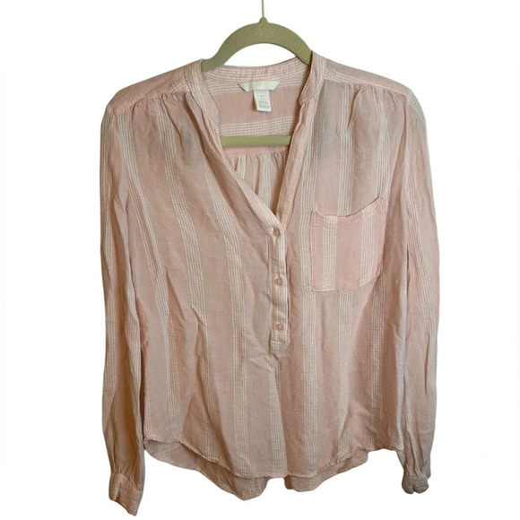 H&M BABY PINK POPOVER BLOUSE - Picture 1 of 5
